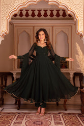 Buy Beautiful Festive Special Green Color Handwork Anarkali Suit