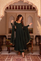 Buy Beautiful Festive Special Green Color Handwork Anarkali Suit