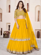 Buy Beautiful Yellow Sequin Designer Lehenga Set – Royal Party Glam
