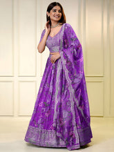 PURPLE FLORAL SHIMMER LEHENGA