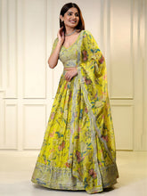 YELLOW FLORAL SHIMMER LEHENGA