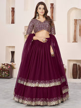 Purple Sequin Designer Lehenga Set – Royal Party Glam