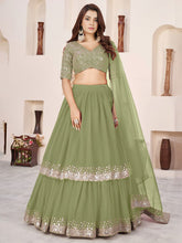 Olive Sequin Designer Lehenga Set – Royal Party Glam