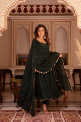 Buy Beautiful Festive Special Green Color Handwork Anarkali Suit